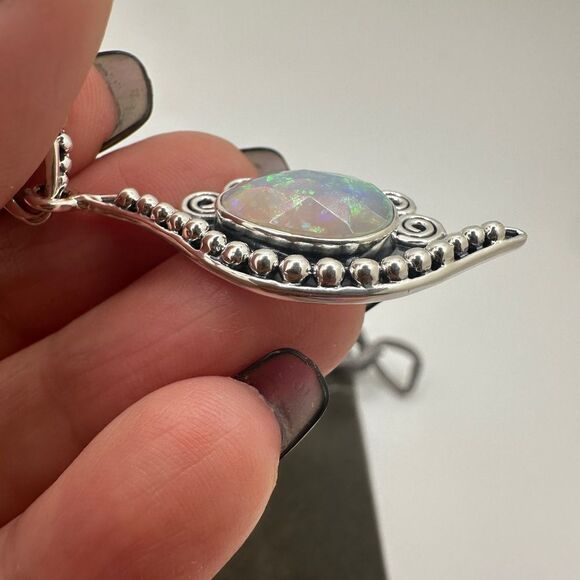 NWT Faceted 10x14mm OPAL pendant in solid sterling silver! - Picture 7 of 14